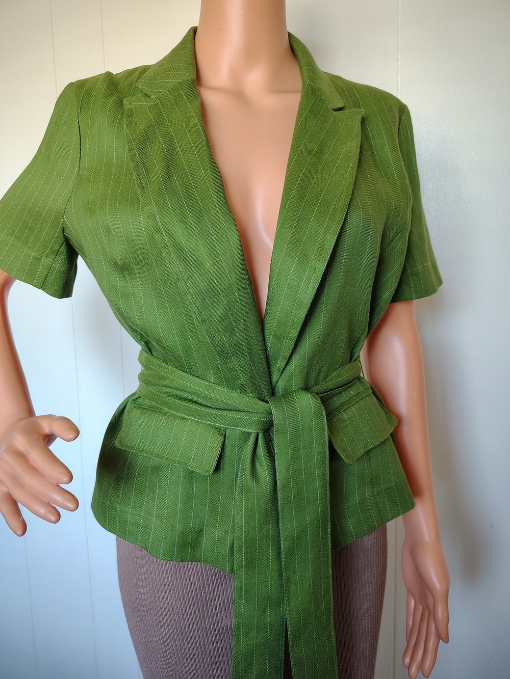 New York & Company Lime Green Pinstripe Blazer Size S